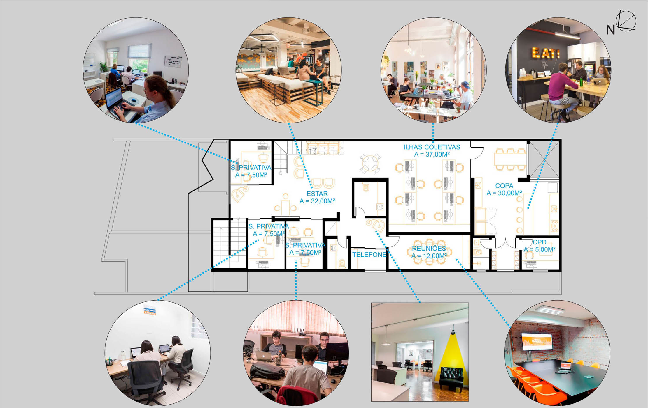 Projeto: 1º Pavimento - Transformação dos espaços de casa para Coworking